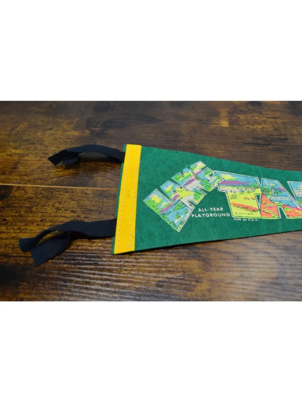 Vintage Lake Tahoe Pennant Flag With Colorful Graphics 12 inches